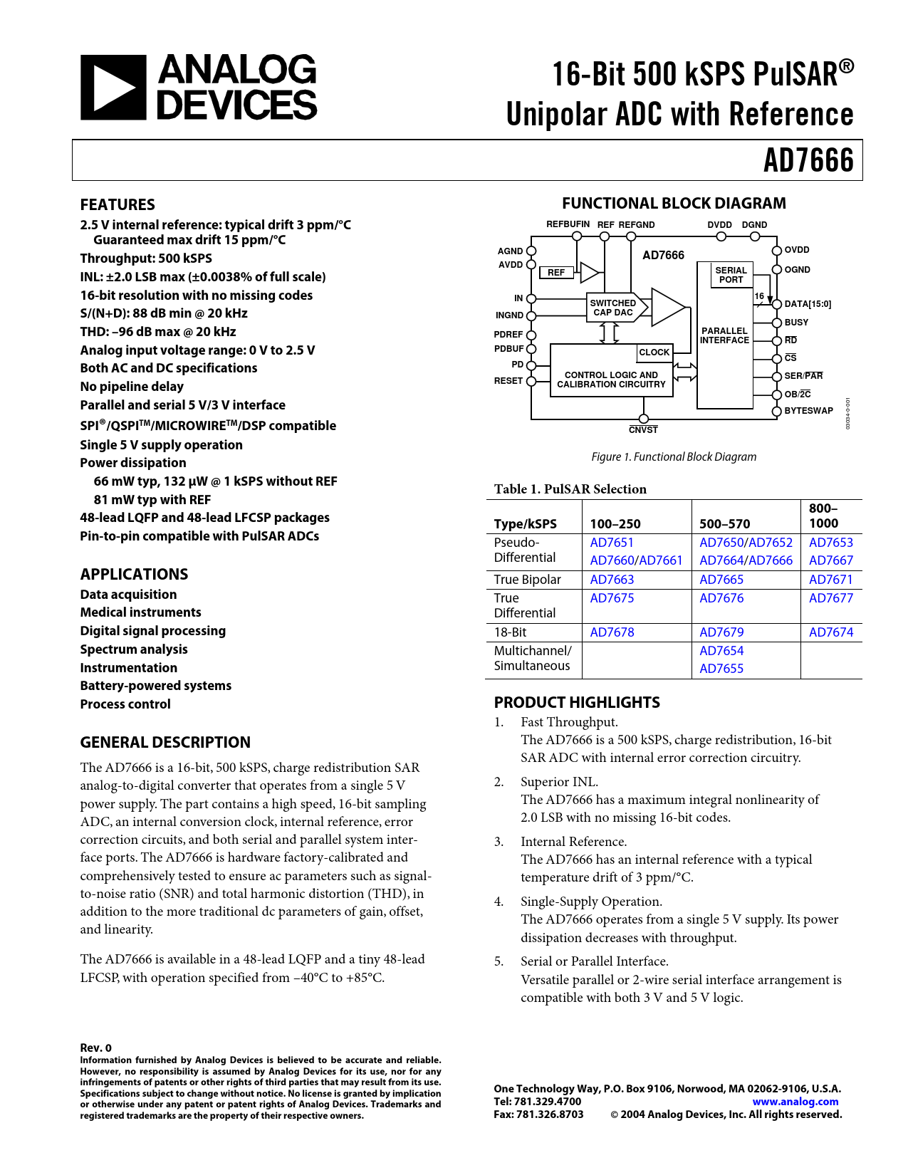 Datasheet AD7666 Analog Devices