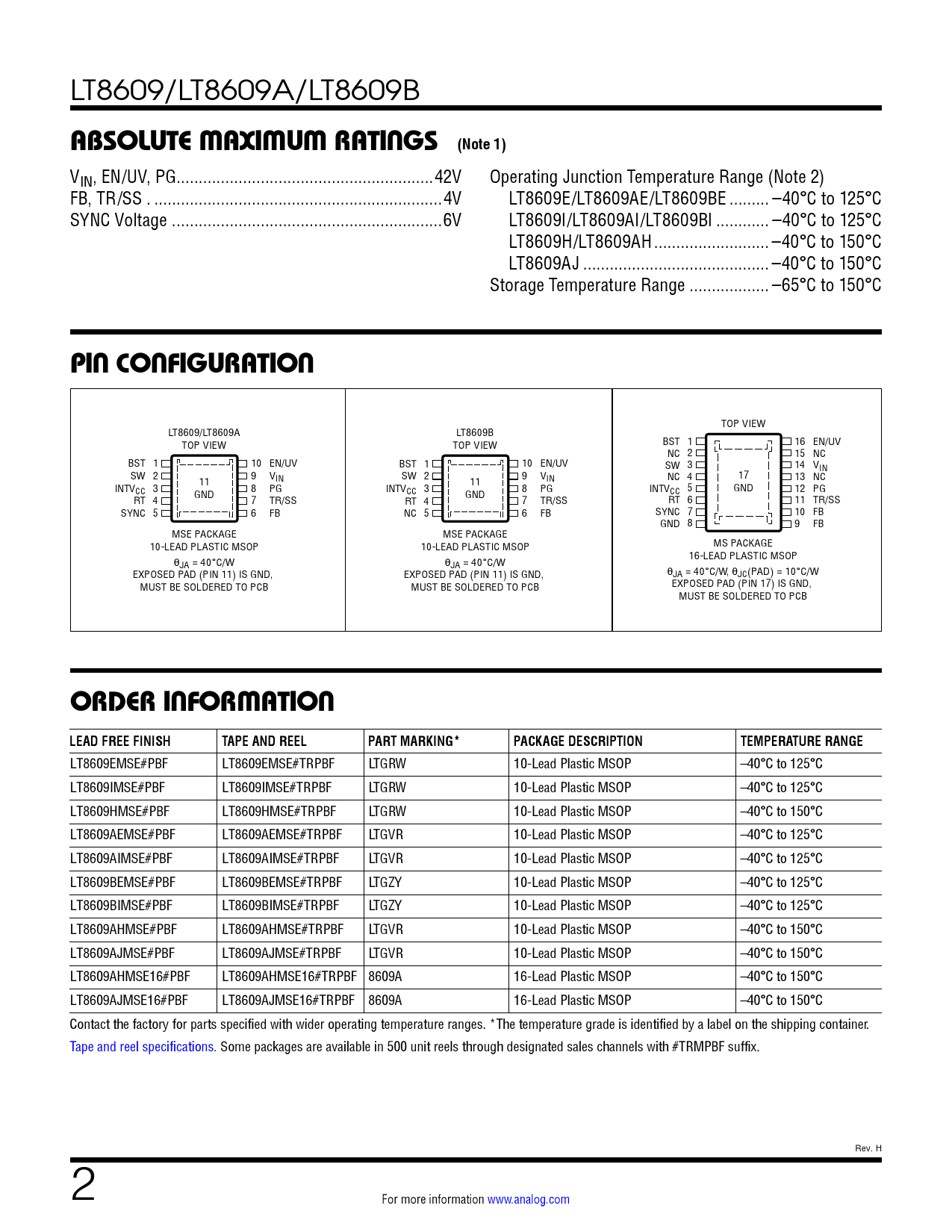 (Note 1). LEAD FREE FINISH. TAPE AND REEL. PART MARKING*. PACKAGE