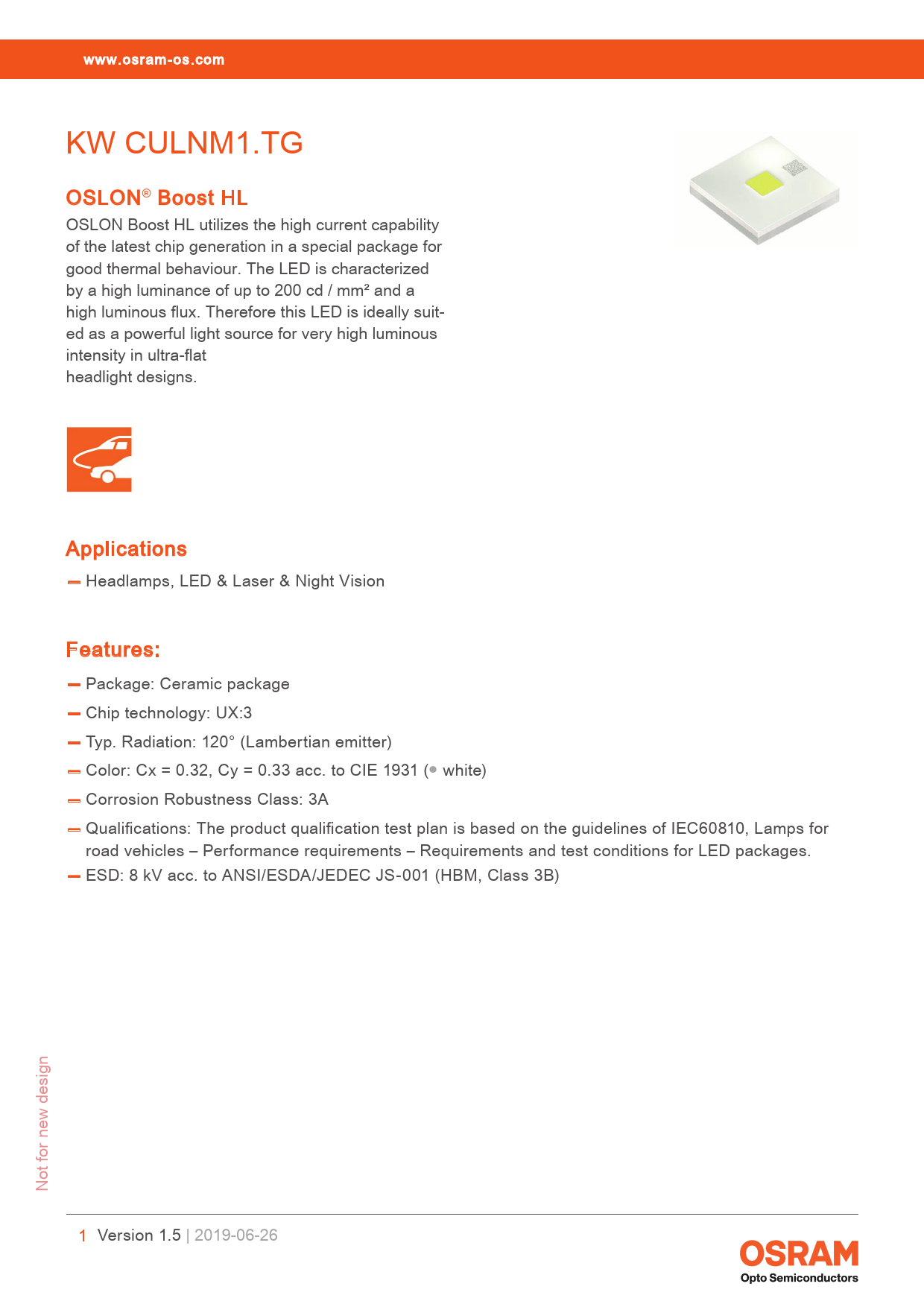 Datasheet KW CULNM1.TG - OSLON Boost HL OSRAM - Preview and Download