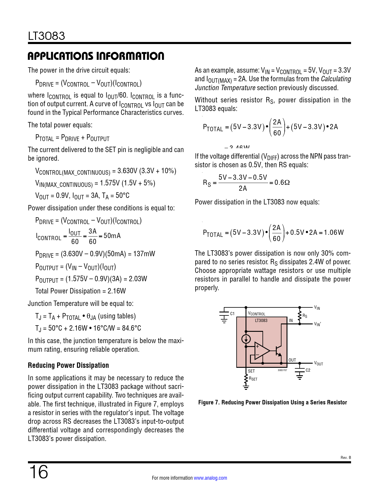 APPLICATIONS INFORMATION. Reducing Power Dissipation. Figure 7 ...