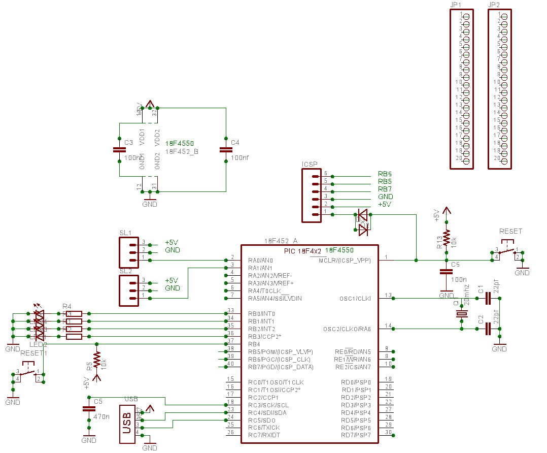 How to build a USB device with a PIC 18F4550 or 18F. The 18F4550  experimentation board