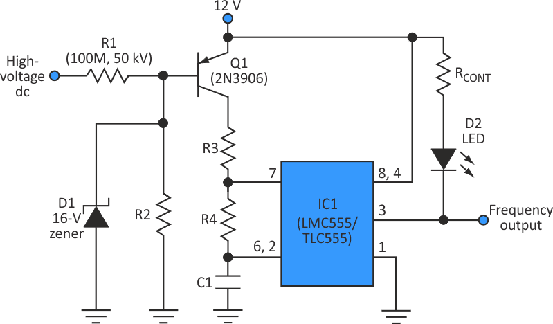 Circuit Combines DC High-Voltage Drop Detector, Undervoltage Alarm
