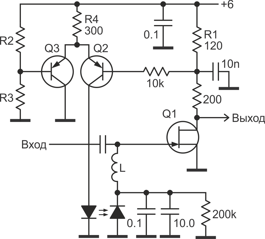 Смещение для высокочастотного полевого транзистора p-n