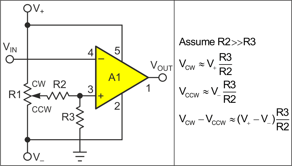 The ugly: An attempt to correct for the destroyed PSRR can be done by achieving attenuation with a voltage divider instead; however, the supply rails must be symmetrical, leading us back to our PSRR problem.