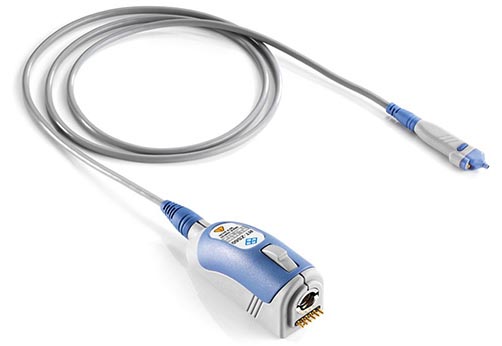 A modern commercial active probe with proprietary interface connector.